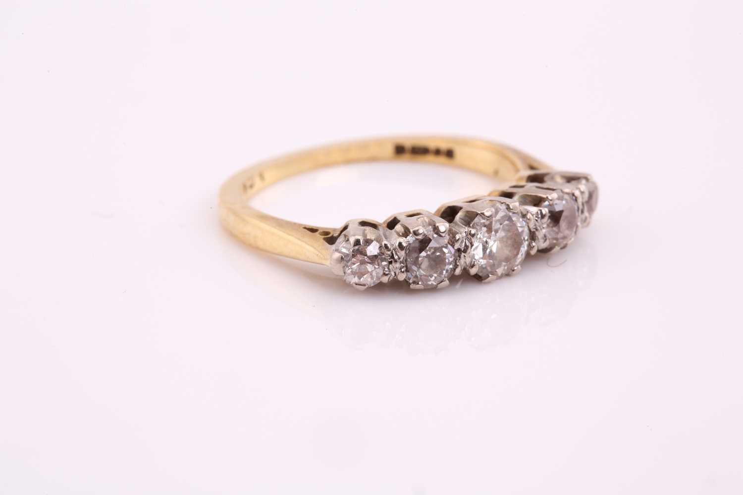 A five-stone diamond ring, comprises of graduated round old-cut diamonds of an estimated total - Image 5 of 6