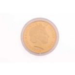 A 2014 Bailiwick of Jersey '100 Poppies' £5 22ct gold coin, the 4 of 100 struck in Proof features