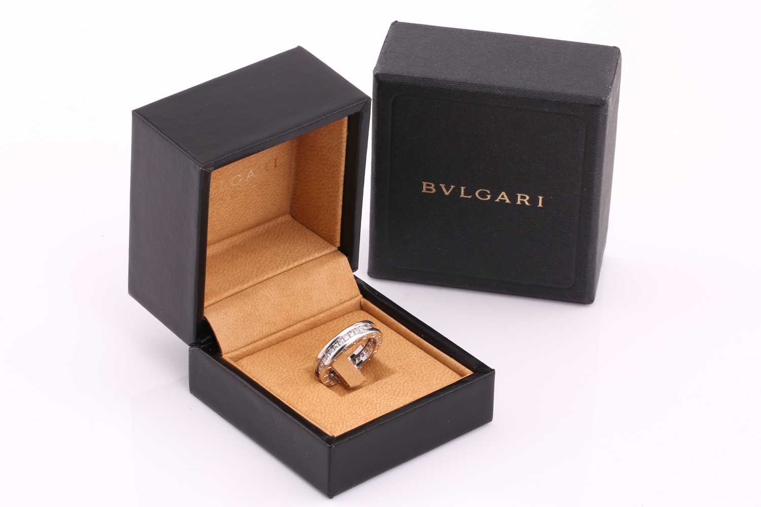 Bulgari. A full hoop Bulgari B Zero diamond ring; the central round brilliant cut diamond band - Image 10 of 13