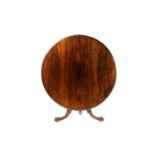 A 19th-century Gillows figured rosewood circular breakfast table with a gadrooned rim over a