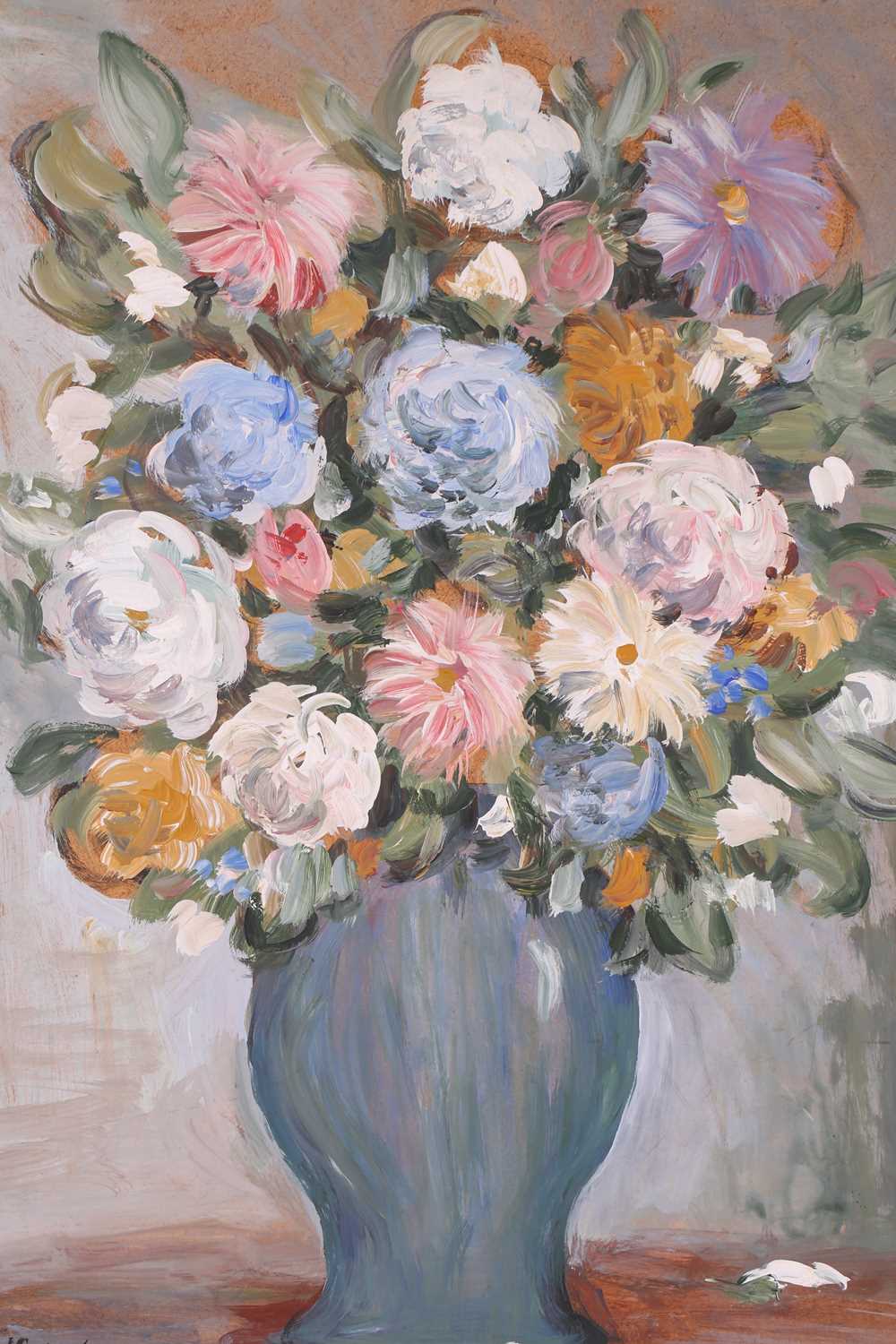 Gladys Maccabe MBE ROI (1918-2018) Northern Irish, a still life study of flowers in a vase, oil on - Image 2 of 6