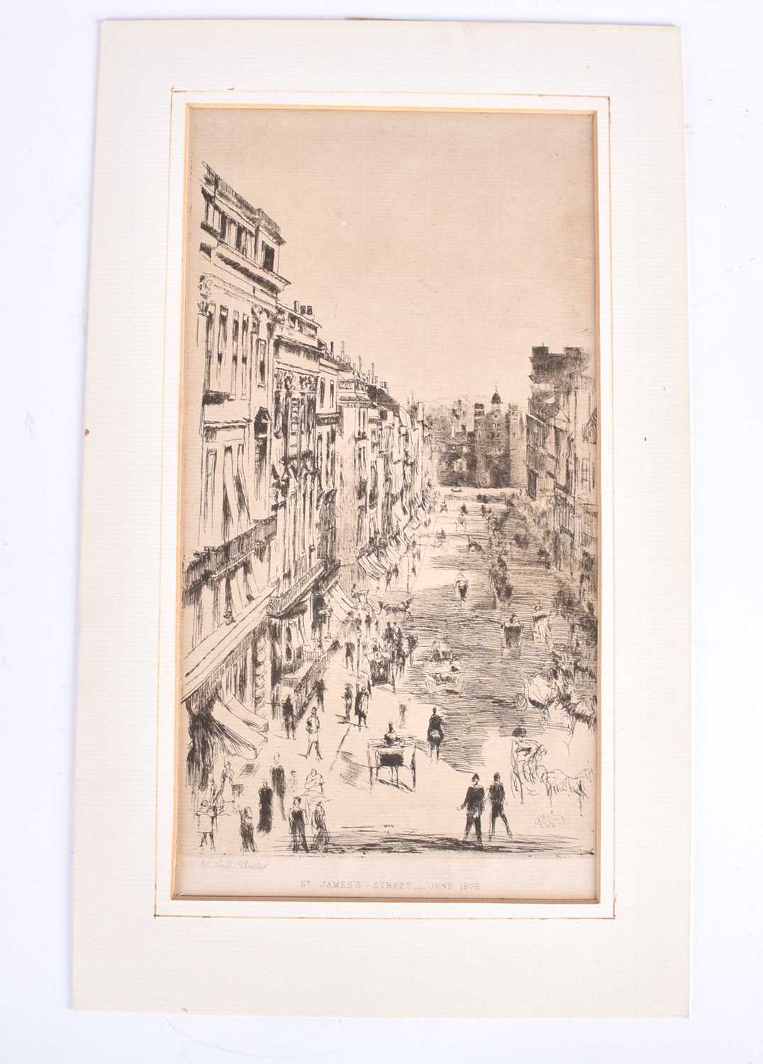 James Abbott McNeill Whistler RBA (1834-1903), 'St James's Street - June 1878', etching on paper,