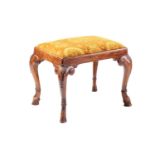 A George I style walnut dressing stool probably by Tozer of Tottenham Court Rd, 1920s, with a