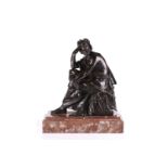 Laurent (Laurent Marqueste ?) a late 19th-century patinated bronze figure of a seated Zeus bearing