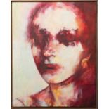 Claudia Pascolini (contemporary), large abstract portrait, acrylic on canvas, signed to lower