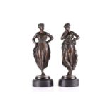 After Antonio Canova (Italian 1757-1822) a pair of patinated bronze figures, 20th century in the