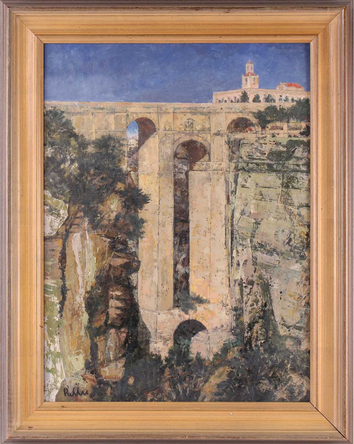 Edward Pullée (1907-2002) British, 'The Bridge at Ronda', oil on panel, signed to lower left corner,