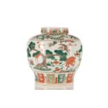 A Chinese famille verte vase, Qing, 19th century or later, the shoulder painted with birds amongst