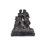 A large 19th century French bronze figure group, modelled as a mother holding a sleeping child, with