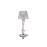 A boxed Baccarat Philippe Starck Flos Tech candlestick, modelled as a table lamp with shade, two tea