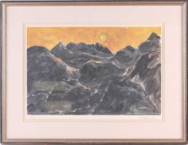 Sir Kyffin Williams KBE RA (1918-2006) Welsh, a limited edition signed print, sunset over Snowdonia,