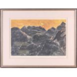 Sir Kyffin Williams KBE RA (1918-2006) Welsh, a limited edition signed print, sunset over Snowdonia,