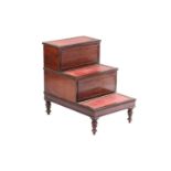 A George IV / William IV mahogany three tread step commode with sliding night cupboard section