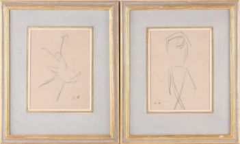 Dame Laura Knight RA RWS (1877-1970), a pair of pencil sketches, ballet dancers, each monogrammed to