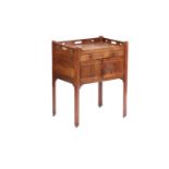 A George IV figured rosewood tray topped pedestal wash stand with pierced gallery above a single