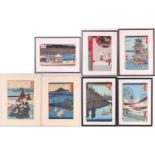 After Utagawa Hiroshige (1797 - 1858), a collection of seven woodblock prints Views of Edo and