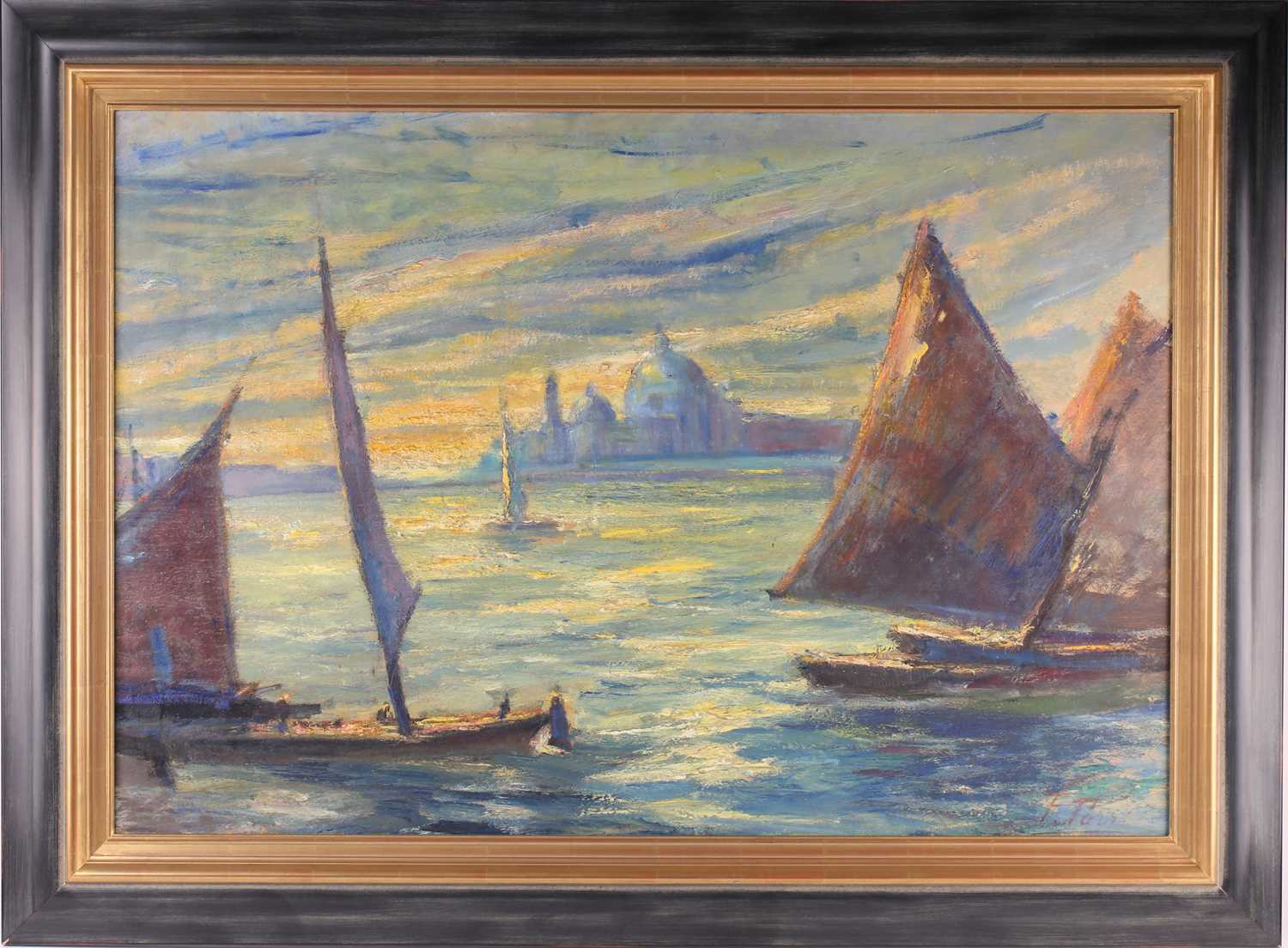 F Torni, 20th century Italian school, a large Impressionist style view of Venice, impasto oil on