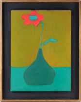 Morris Chackas (1916-2000) British, still life study of a poppy in a vase, 1971, oil on panel,