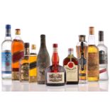 Ten bottles of assorted spirits, to include a boxed Grand Marnier Liqueur, vodka, whisky and