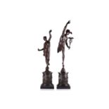 After Gianbologna (Italian 1529- 1608) A pair of patinated bronze figures of Mercury and Ceres, 20th
