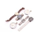 A lot consisiting of 2 GS/TP pocket watches, 2 Mortima divers watches, an Ingersol wristwatch and