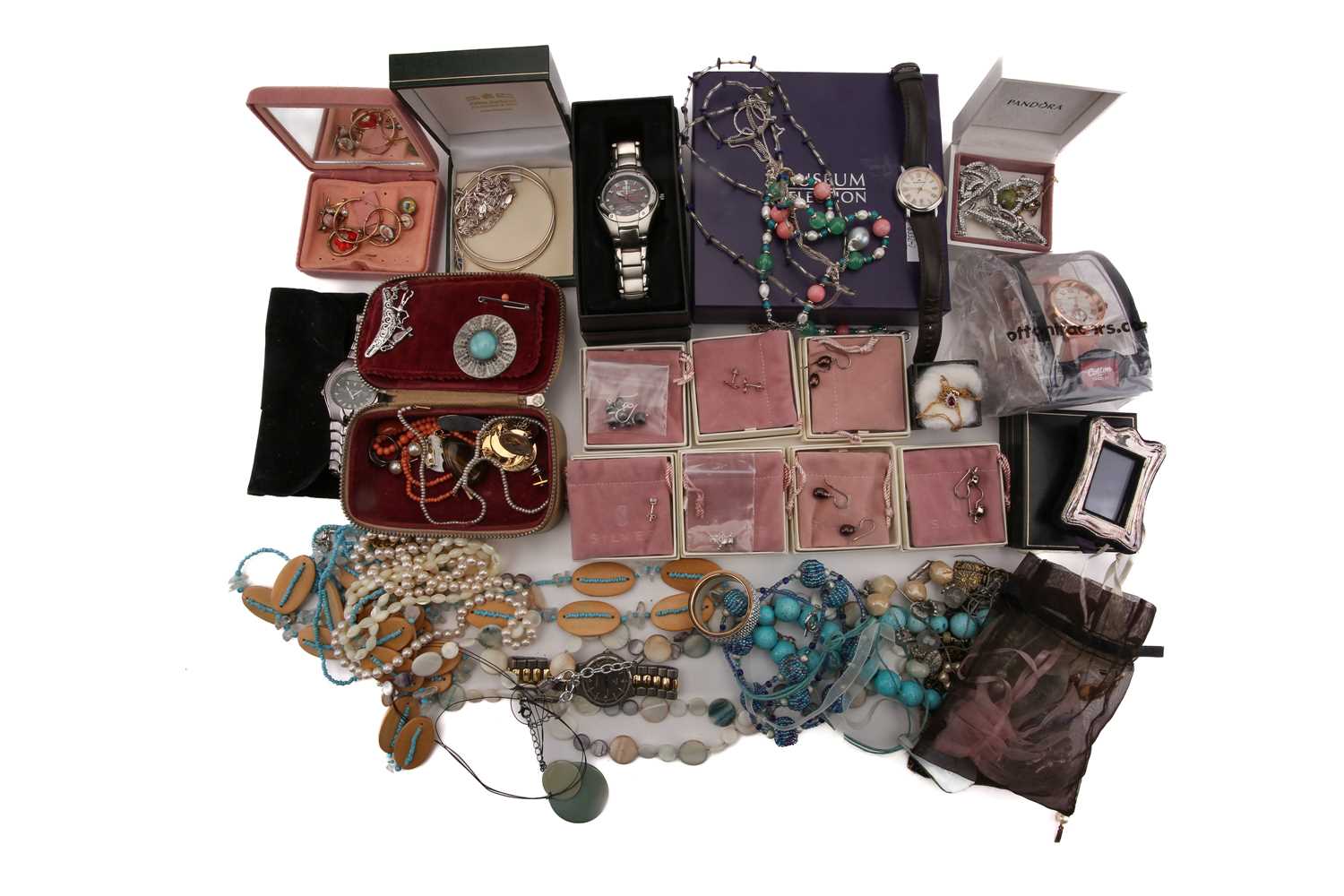 A mixed lot of gold and silver jewellery and some costume jewellery; to include An 18ct gold