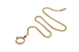 A bi-coloured pocket watch chain, with alternating coloured curb links, spring ring clasp and a