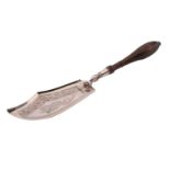 A probably early 20th-century French silver scimitar bladed fish slice, the blade sith raised