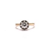 A diamond solitaire ring, comprises a brilliant diamond with an estimated weight of 0.46ct,