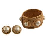 Chanel costume jewellery earrings and a cuff bracelet, both from collection number 25 by Victoire de