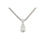 A pear-shaped diamond pendant on chain, to include a 1.05ct pear-brilliant diamond, collet set in an