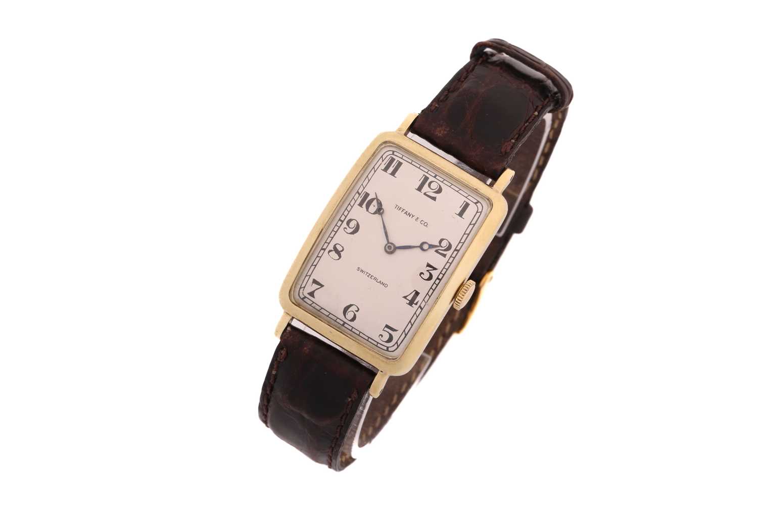 A Gentlemen's Tiffany and Co. wristwatch with a Longines watch co. hand-wound Swiss-made movement in