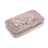 A heavy cast Portuguese silver (Porto 833) hinged lidded rectangular table box. The cover with