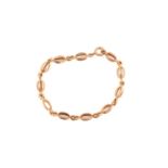 An 18ct yellow gold oval cage link bracelet, fastened with a spring-ring clasp, Italian and