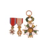 French Légion d'Honneur medal with a miniature of the Norwegian Order of St. Olaf and a miniature