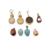 A small collection of Italian porcelain and glass lady's finger ring scents and a pair of 19th-