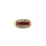 Cancer Research UK - An early 20th century diamond and ruby ring, the central row of oval rubies