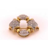 A diamond buckle brooch, with four sections fully pavé set with brilliant diamonds, to an oval