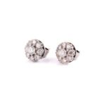 A pair of diamond cluster earrings, each comprising a larger brilliant diamond in the centre