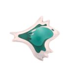 Georg Jensen - an enamel brooch, with teal enamel on an abstract panel, fitted with hinged pin