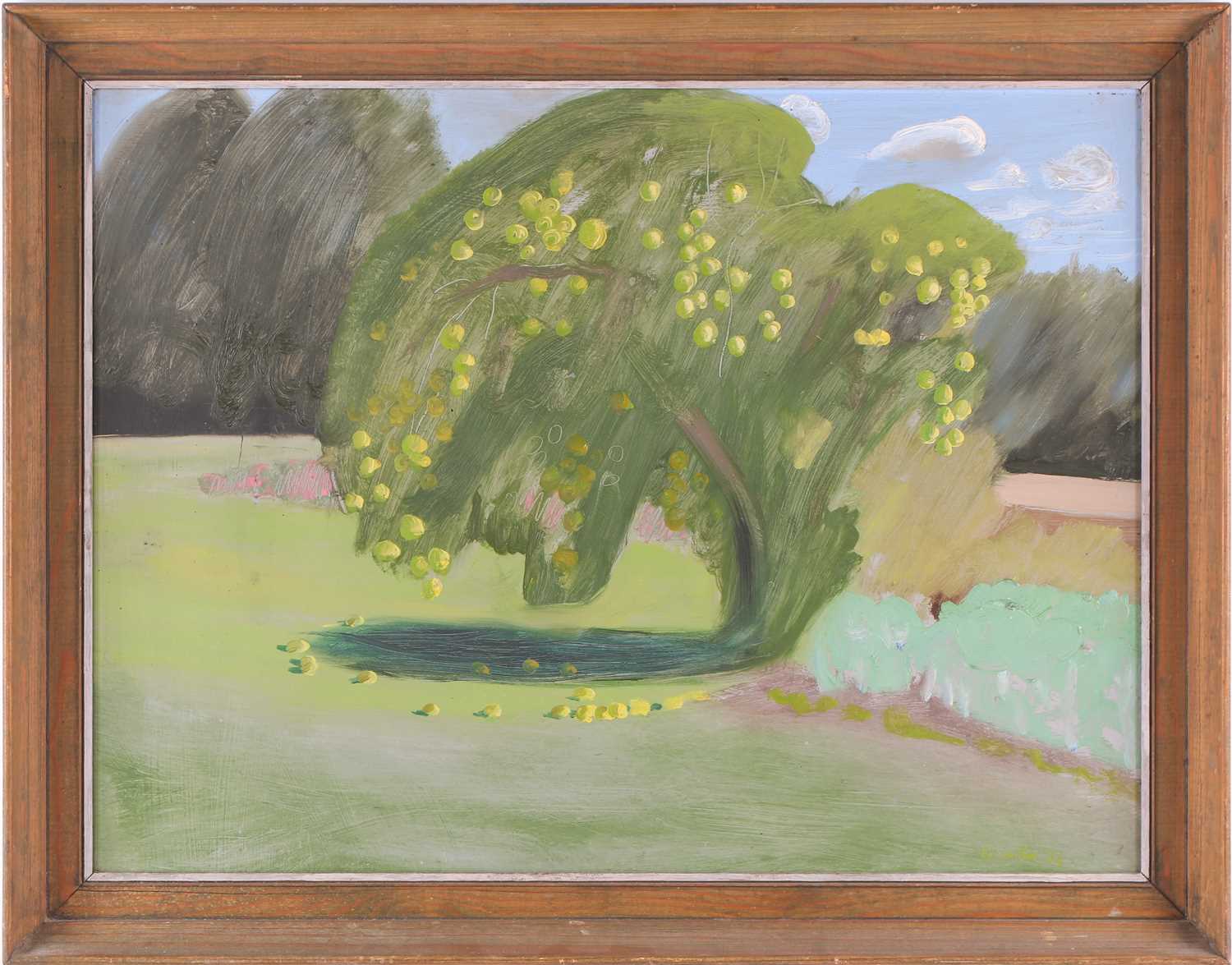 Warwick Hutton (1939-1994) British, 'Apple Tree', oil on panel, signed and dated 1966, 44.5 cm x