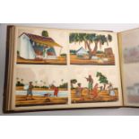 An album of Indian pictures on Mica and leaves, 19th/20th century, comprising images of deities,