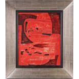 Sandra Blow (1925-2006) British, an abstract study in red, mixed media on panel, signed and dated '