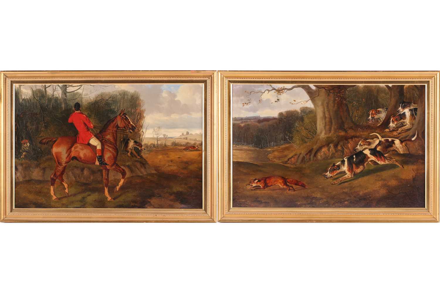 John Alfred Wheeler (1821-1903), hounds pursuing a fox, oil on canvas, signed and dated 1859,