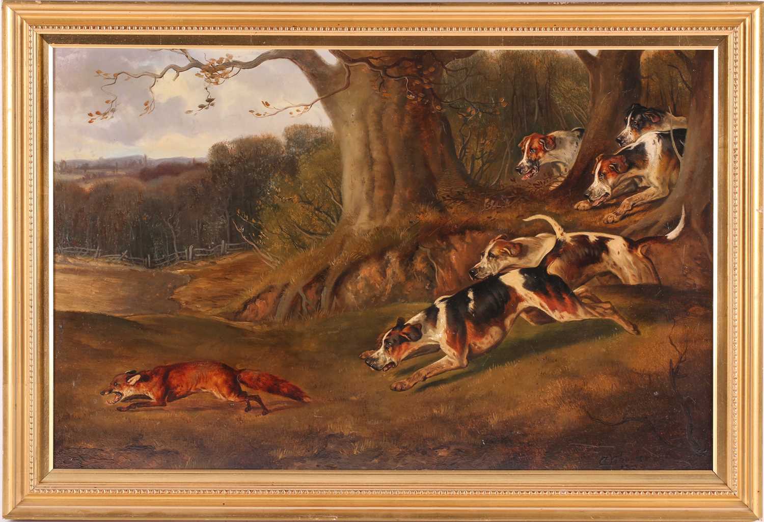 John Alfred Wheeler (1821-1903), hounds pursuing a fox, oil on canvas, signed and dated 1859, - Image 3 of 10