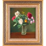 Israel Zohar (b.1945) Israeli / Russian, 'Flowers in Green', still life oil on canvas, signed and