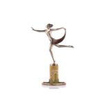 After Josef Lorenzl (1892-1950), an Art Deco cast metal figure of a partially clothed female dancer,