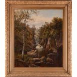 Charles Wilde (1856-1905), a waterfall through a woodland, oil on canvas, signed and dated ’92, 75
