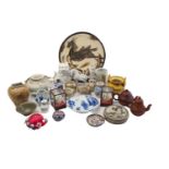 A collection of assorted Chinese porcelain and pottery, to include a blue & white snuff bottle