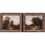 George Lara (act.1840-1880), two rural landscapes, a pair of oils on canvas, each 24 cm x 28.5 cm in